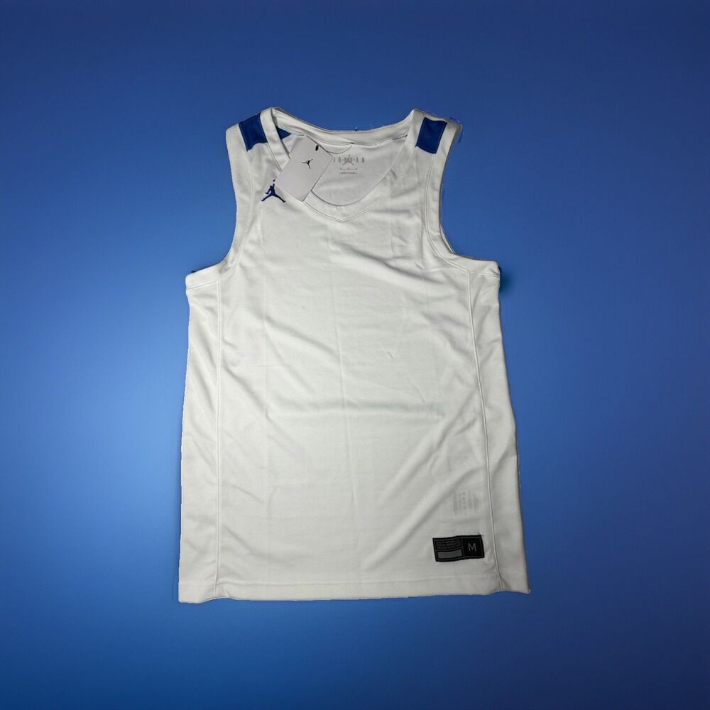NWT Jordan Brand Basketball Jersey Tank Top White Blue Mens Size M Jumpman